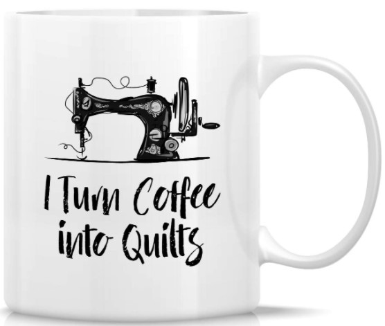 Coffee Mug with Printed Quilting Design